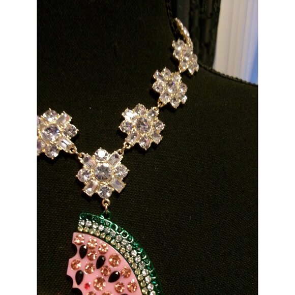 NEW Betsey Johnson Bling Watermelon Pendant Necklace - Picture 4 of 12